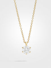 Round Diamond Pendant - Yellow Gold - 1 ct