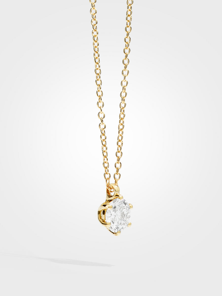 Round Diamond Pendant - Yellow Gold - 1 ct