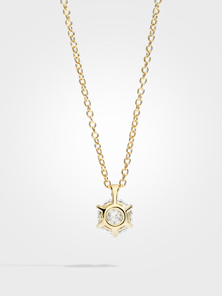 Round Diamond Pendant - Yellow Gold - 1 ct