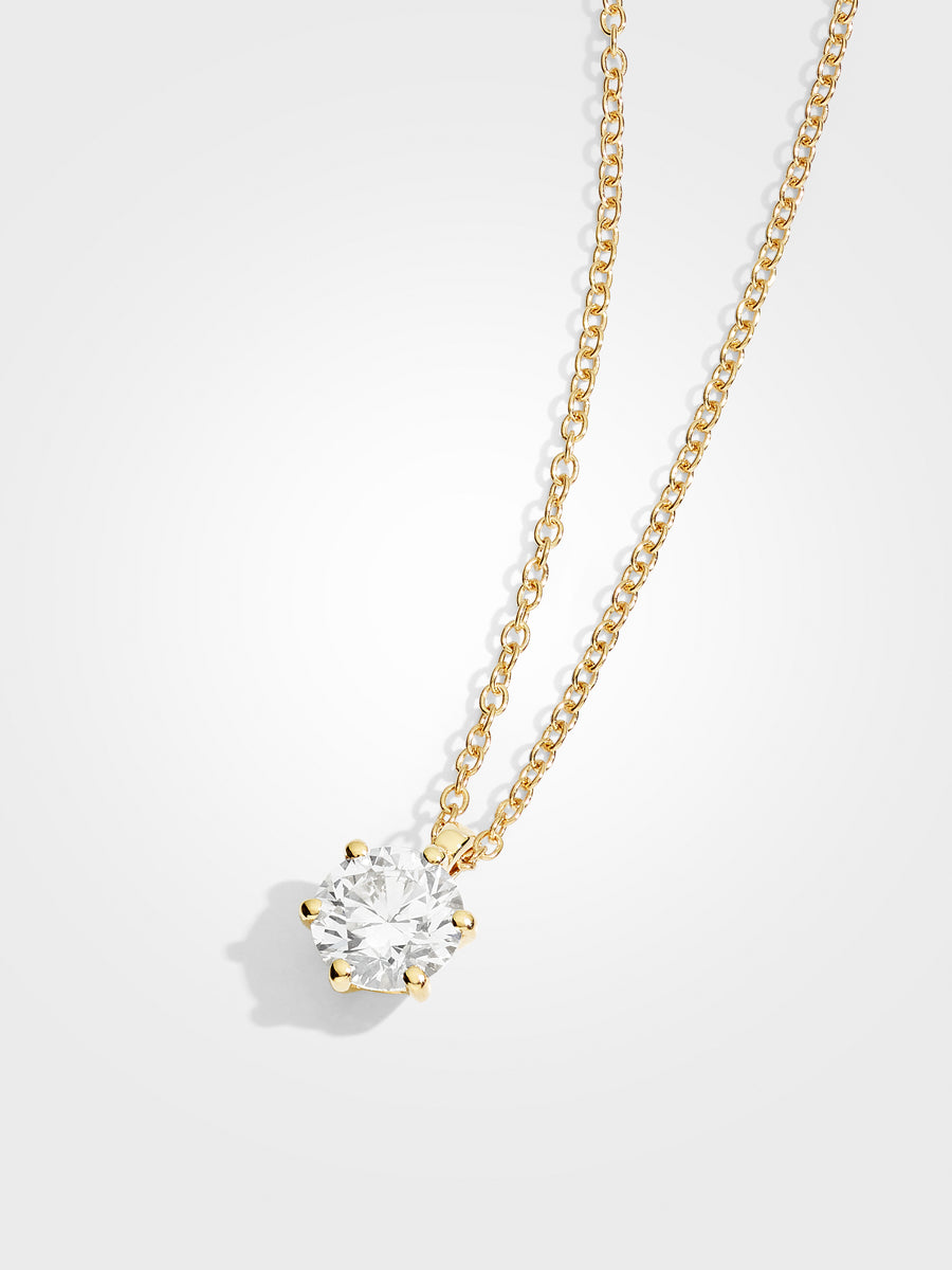 Round Diamond Pendant - Yellow Gold - 1 ct