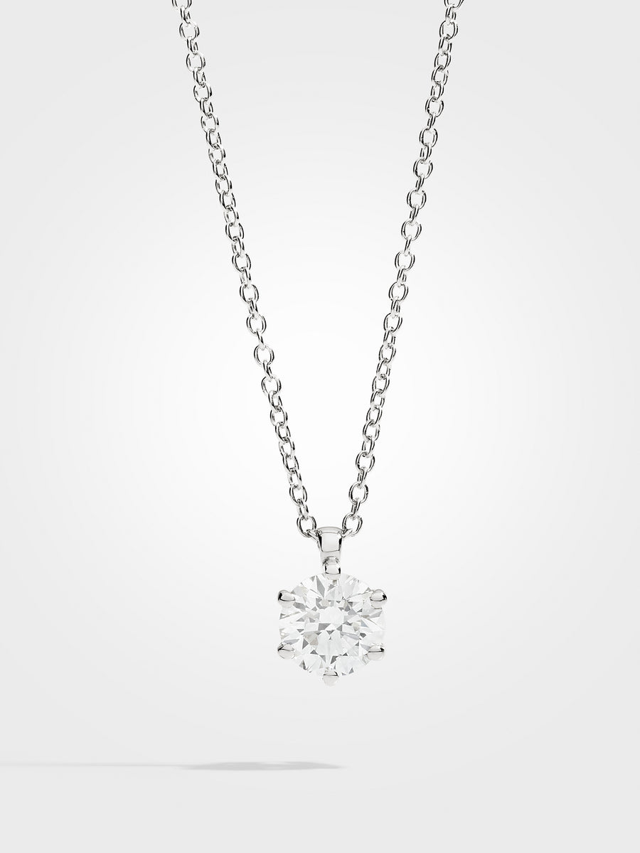 Round Diamond Pendant - White Gold - 1 ct