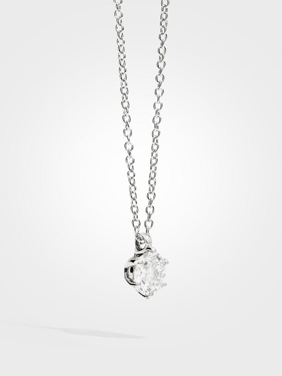 Round Diamond Pendant - White Gold - 1 ct