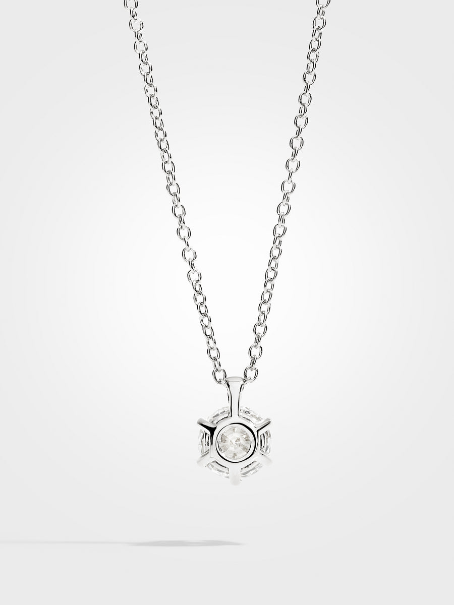 Round Diamond Pendant - White Gold - 1 ct