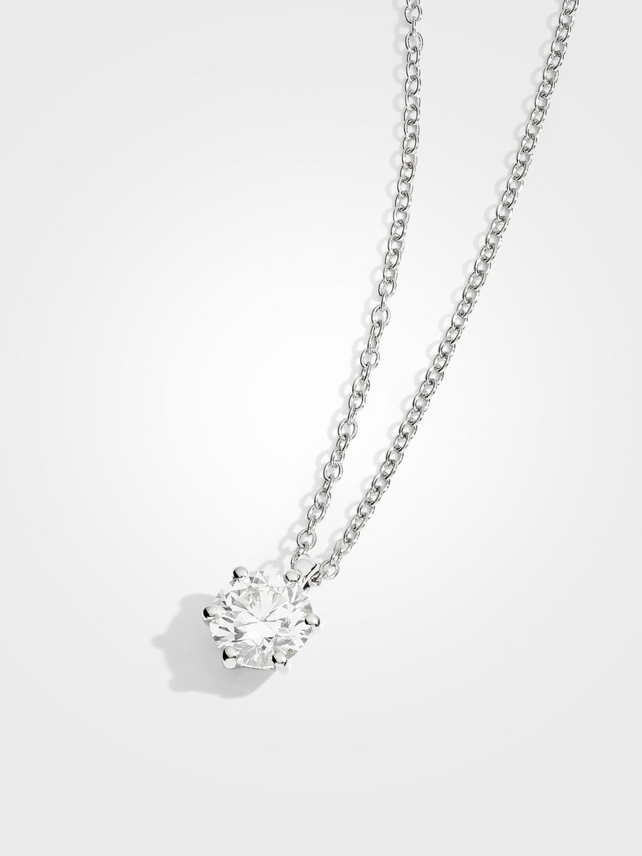 Round Diamond Pendant - White Gold - 1 ct