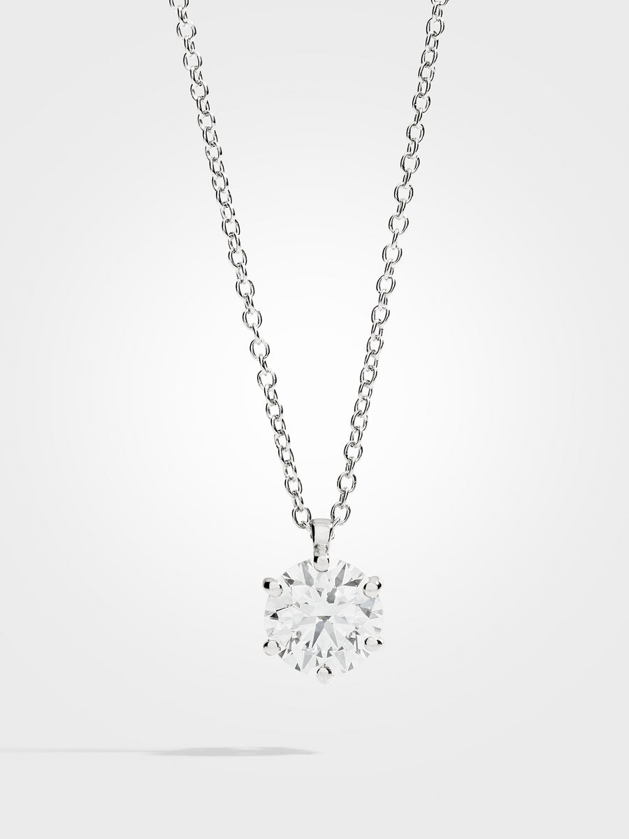 Round Diamond Pendant - White Gold - 2 ct