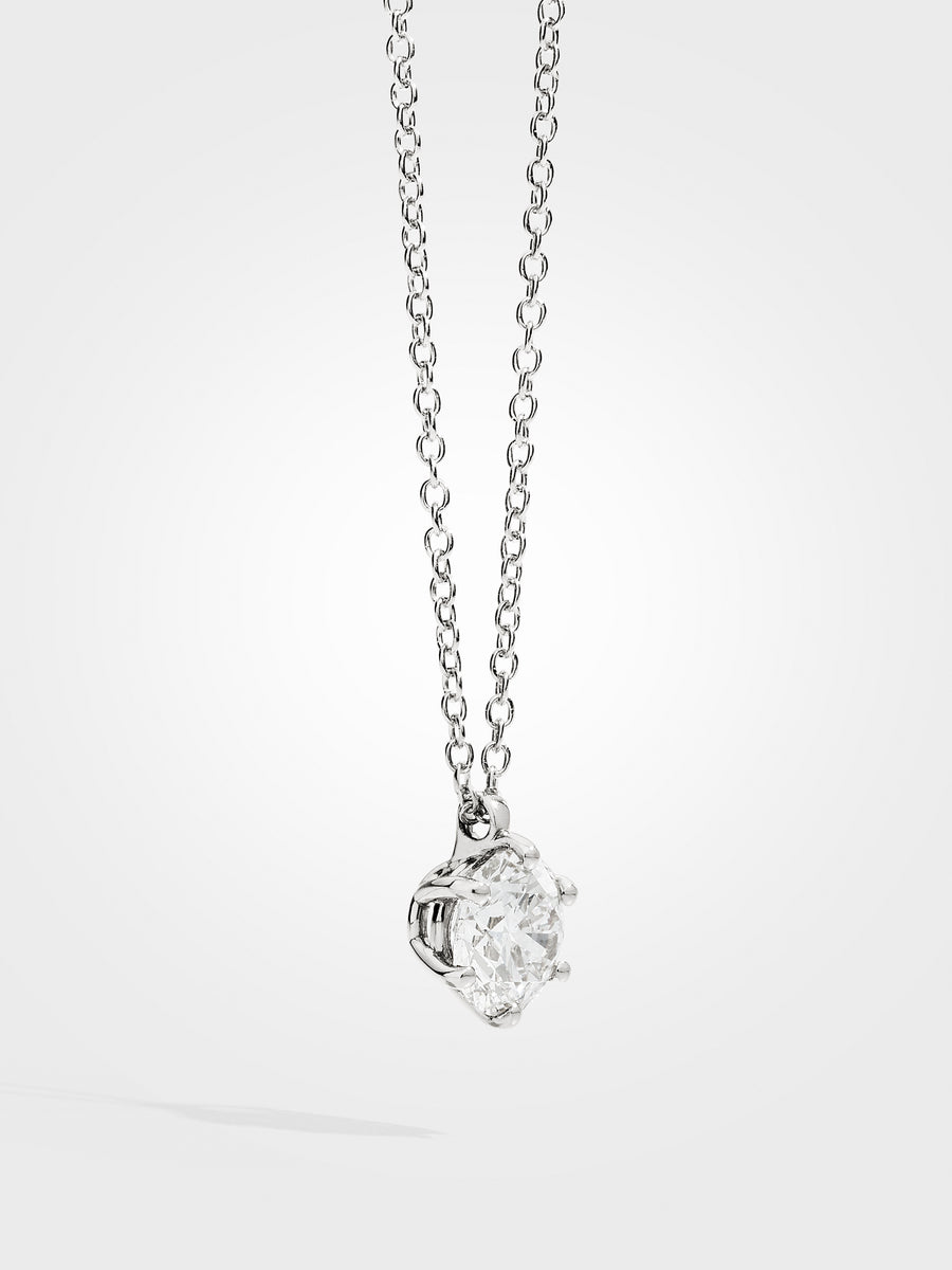 Round Diamond Pendant - White Gold - 2 ct