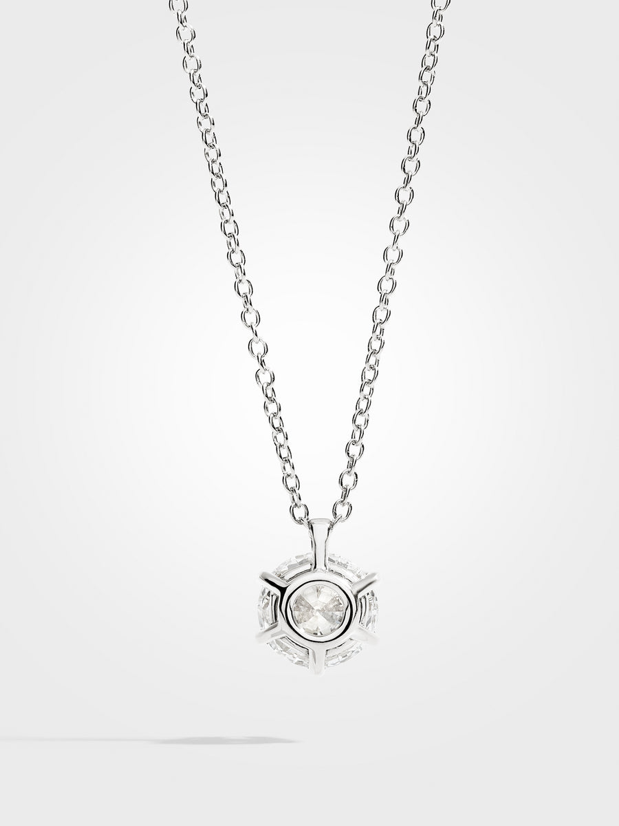 Round Diamond Pendant - White Gold - 2 ct