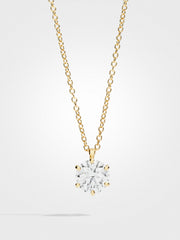 Round Diamond Pendant - Yellow Gold - 2 ct