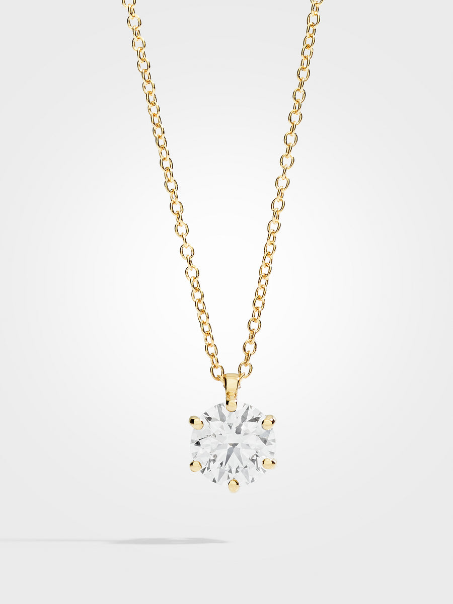 Round Diamond Pendant - Yellow Gold - 2 ct