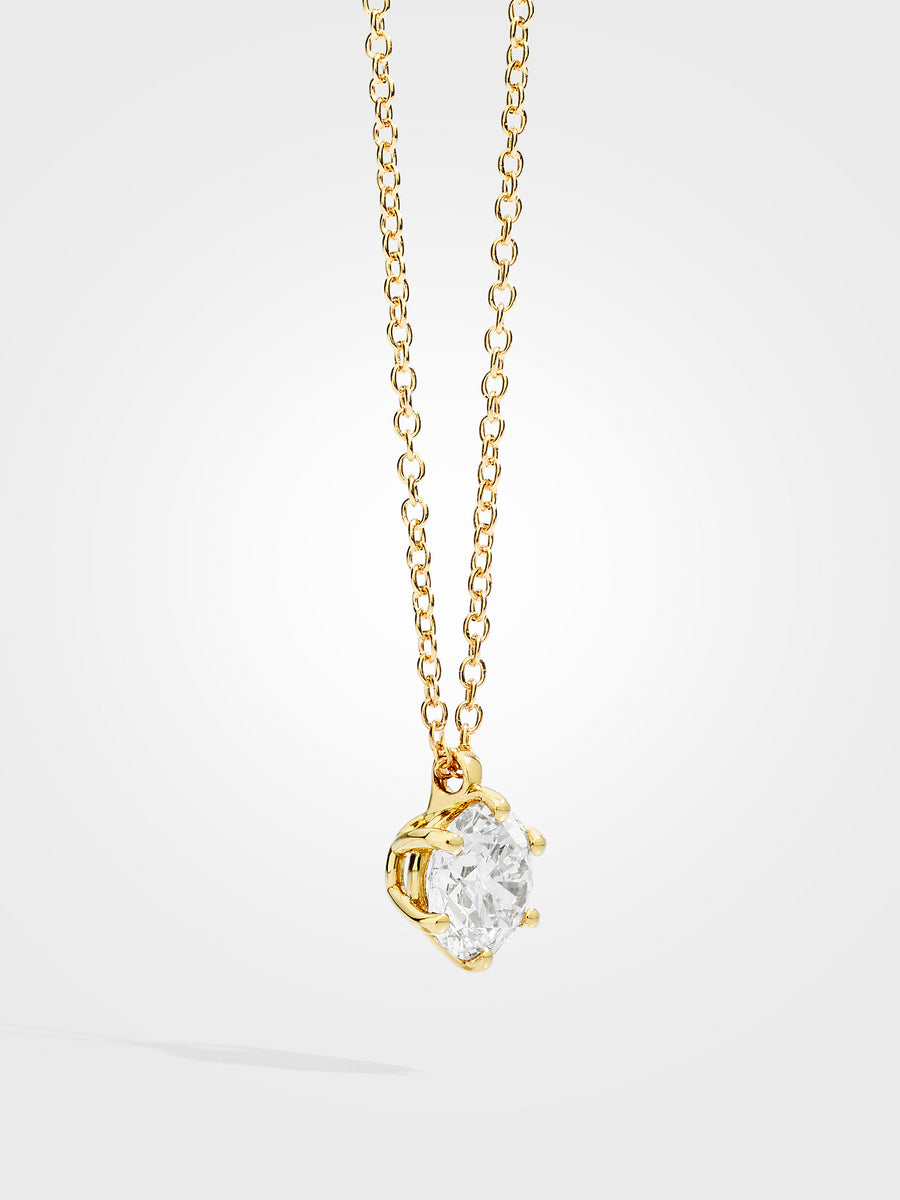 Round Diamond Pendant - Yellow Gold - 2 ct