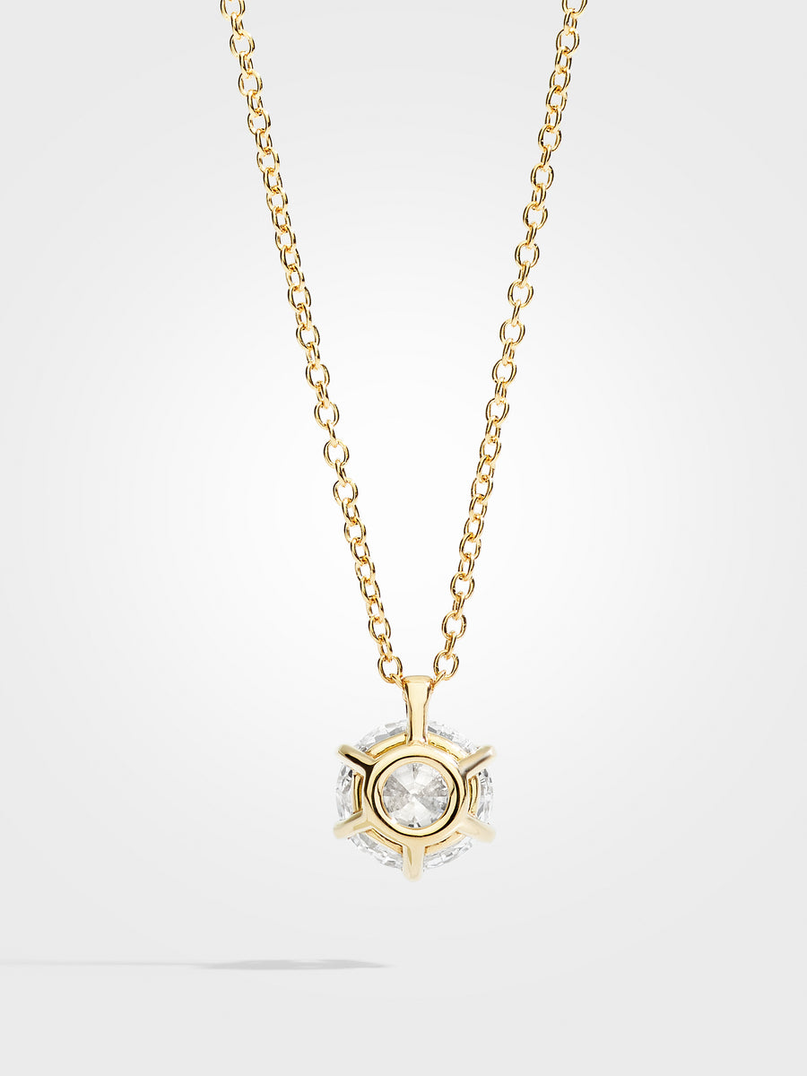 Round Diamond Pendant - Yellow Gold - 2 ct