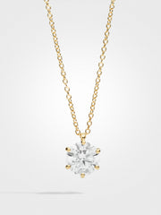 Round Diamond Pendant - Yellow Gold - 3 ct