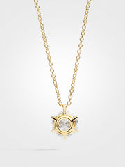 Round Diamond Pendant - Yellow Gold - 3 ct