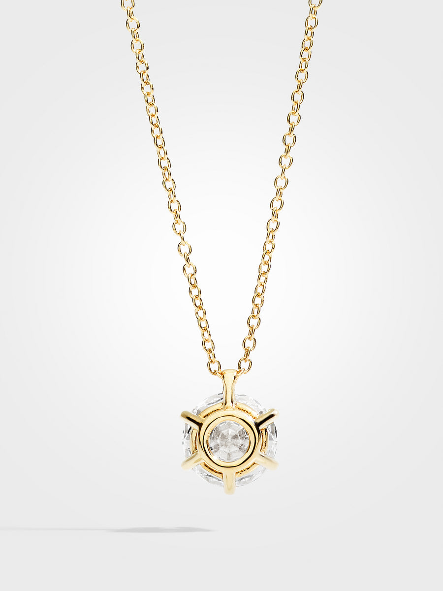 Round Diamond Pendant - Yellow Gold - 3 ct