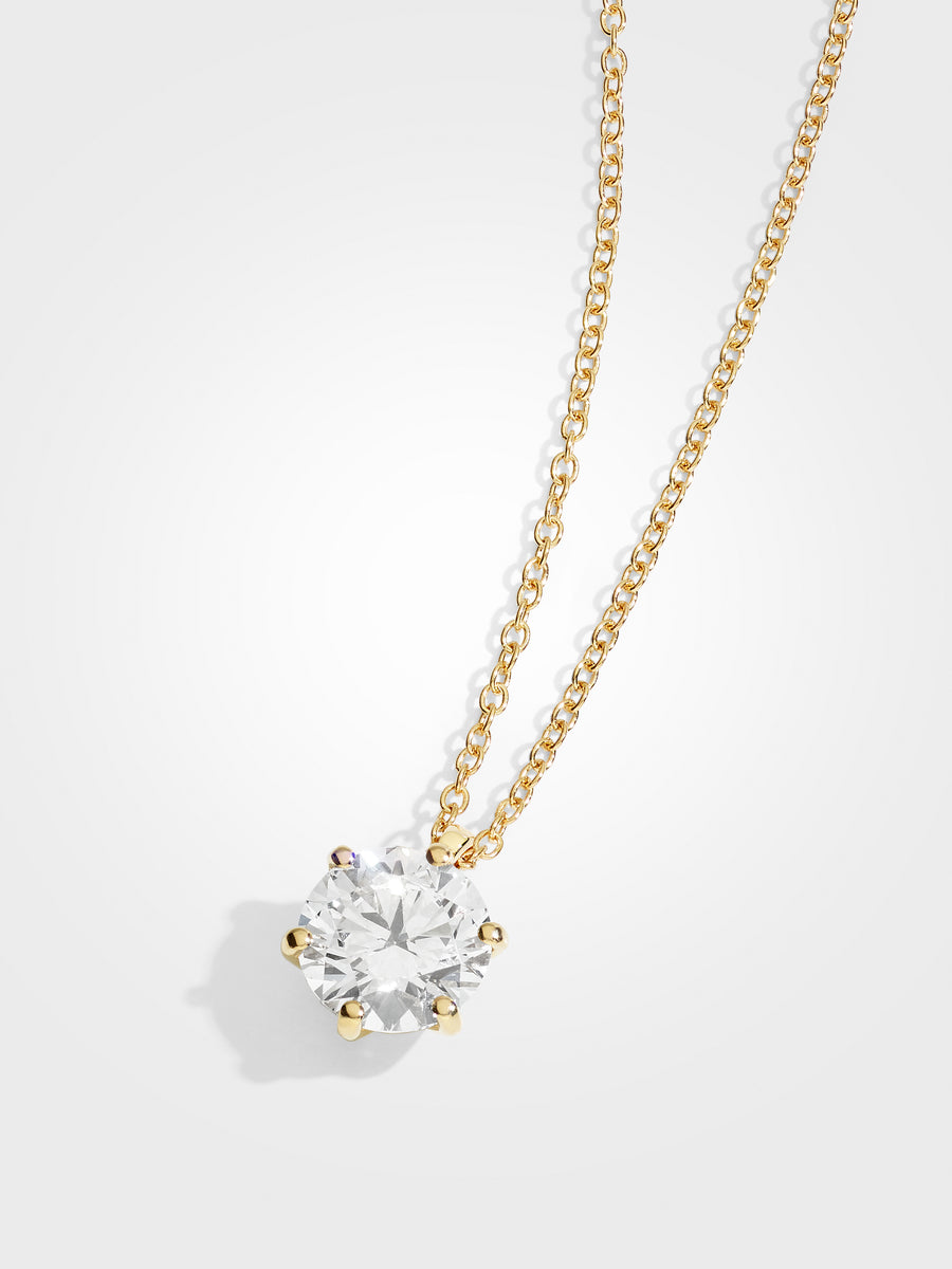 Round Diamond Pendant - Yellow Gold - 3 ct