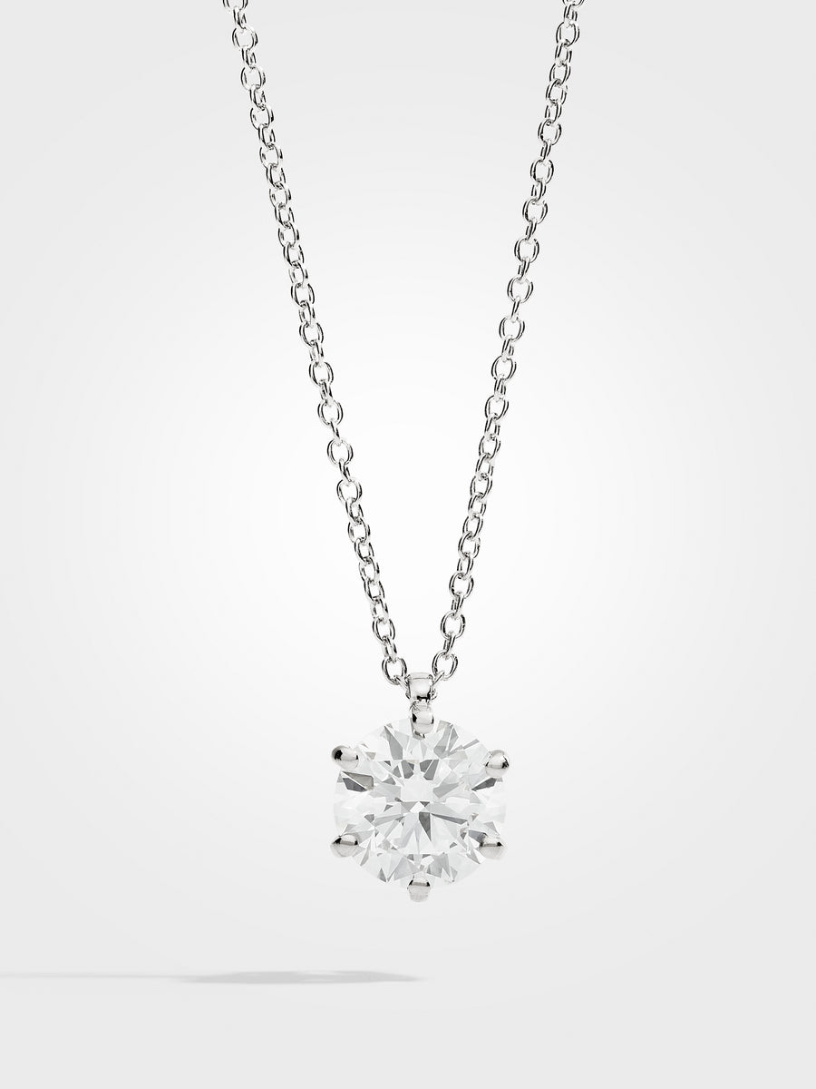 Round Diamond Pendant - White Gold - 3 ct