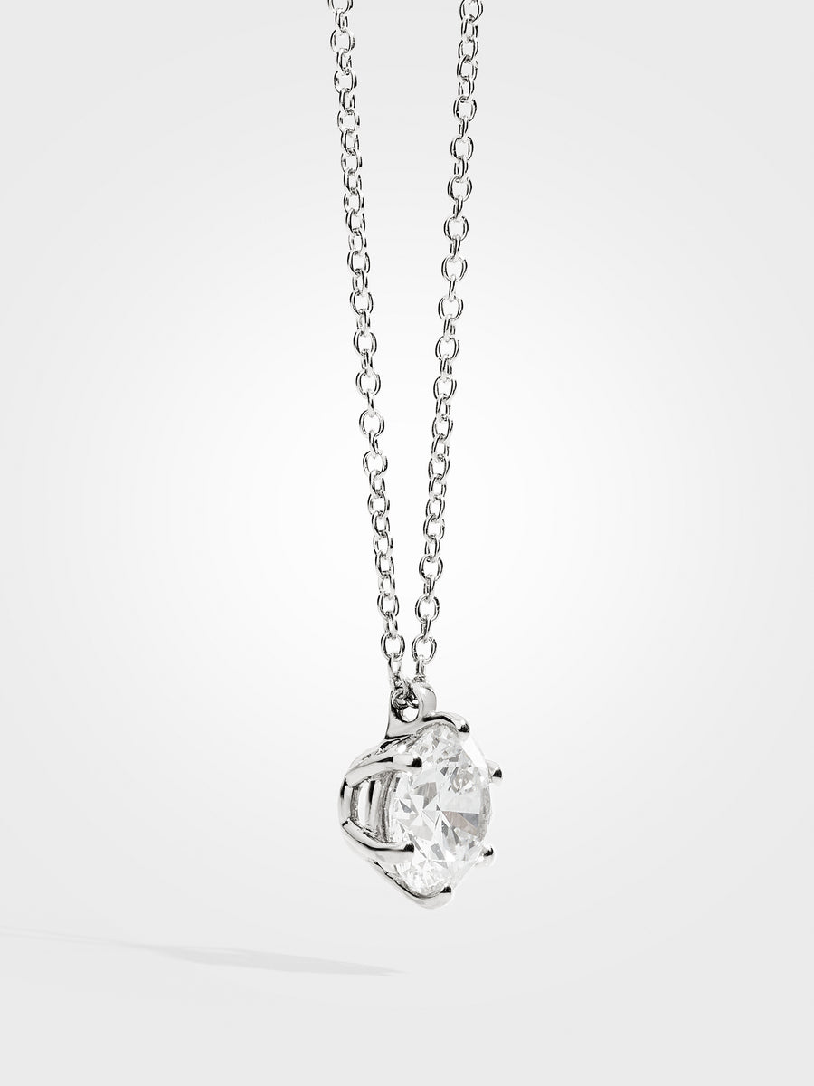 Round Diamond Pendant - White Gold - 3 ct