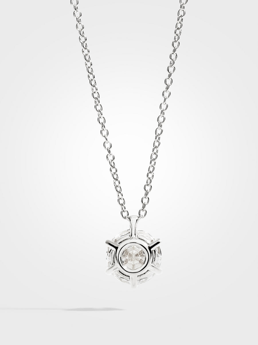 Round Diamond Pendant - White Gold - 3 ct