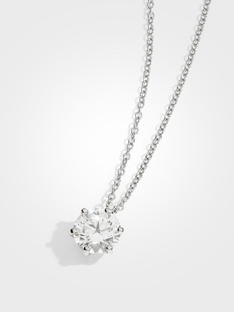 Round Diamond Pendant - White Gold - 3 ct