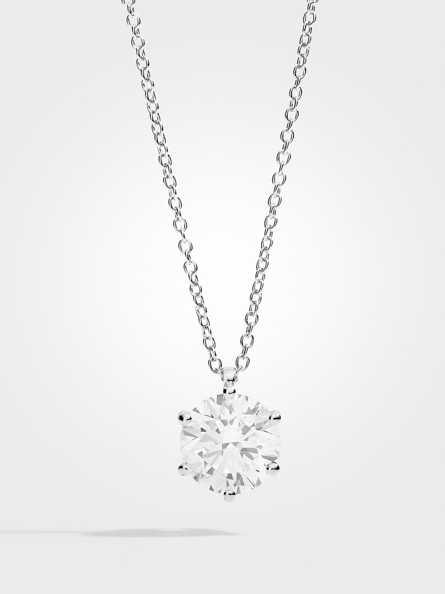 Round Diamond Pendant - White Gold - 5 ct