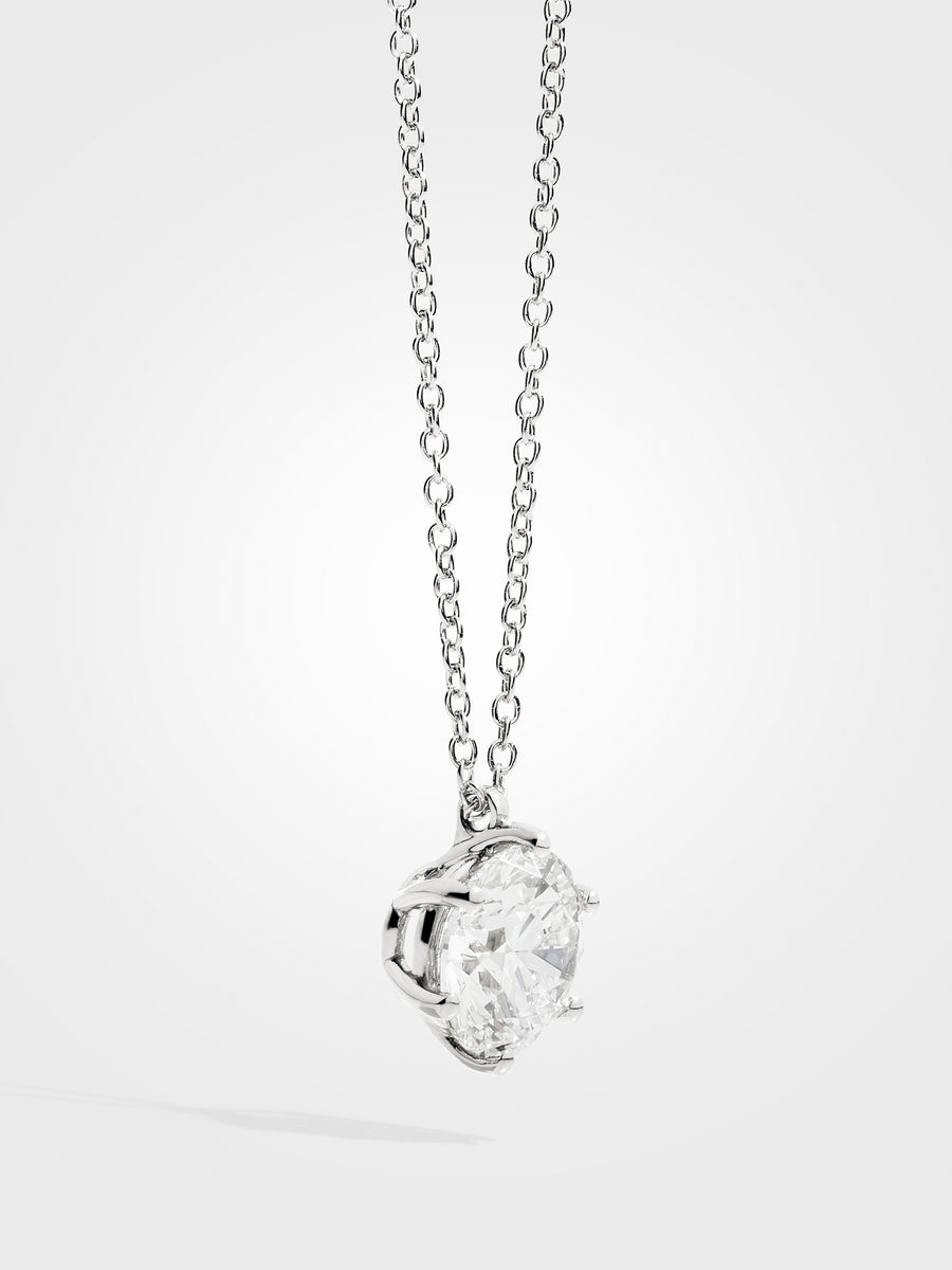 Round Diamond Pendant - White Gold - 5 ct