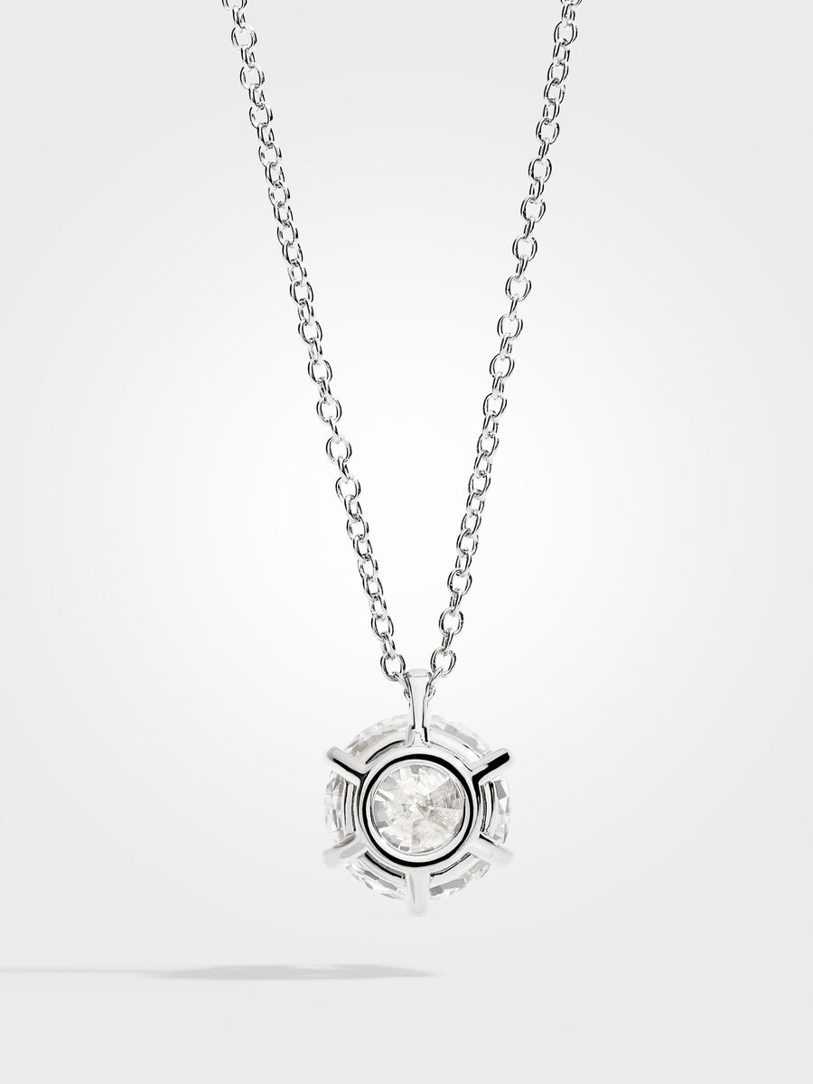 Round Diamond Pendant - White Gold - 5 ct