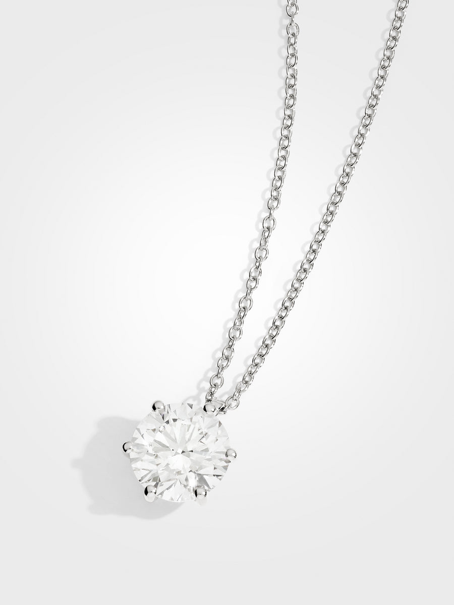 Round Diamond Pendant - White Gold - 5 ct