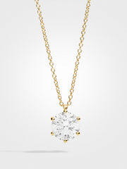 Round Diamond Pendant - Yellow Gold - 5 ct