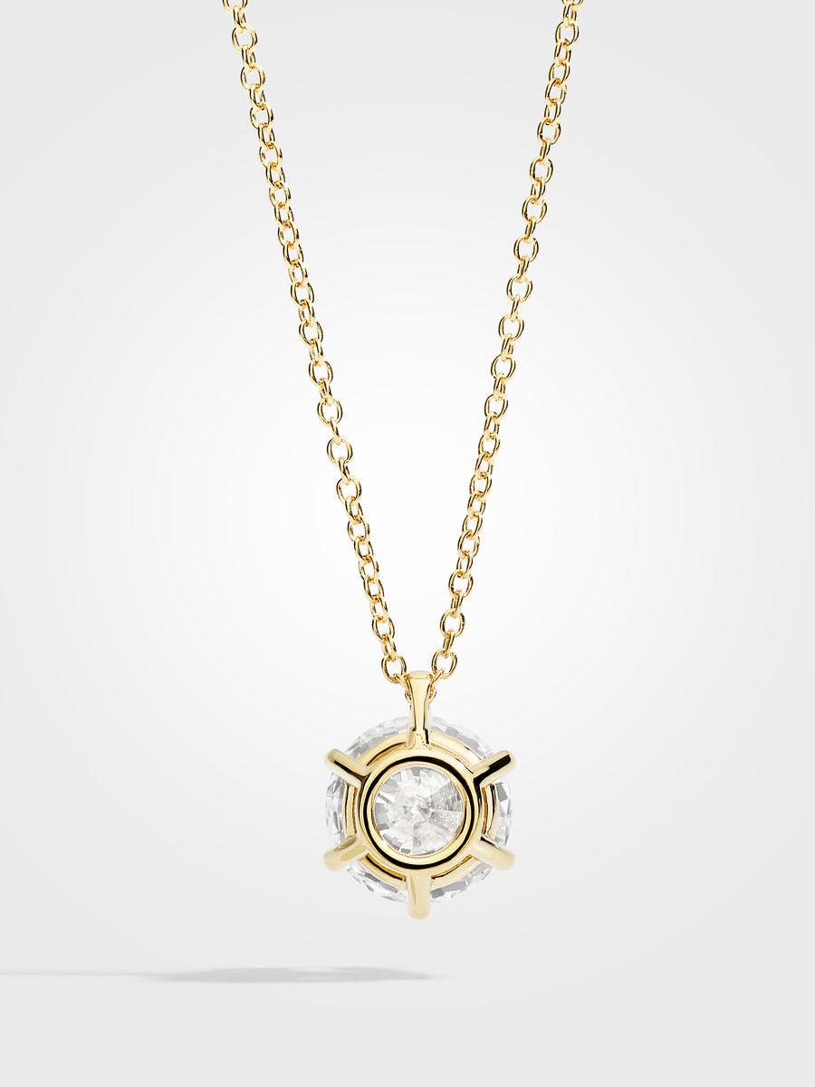 Round Diamond Pendant - Yellow Gold - 5 ct