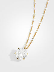Round Diamond Pendant - Yellow Gold - 5 ct