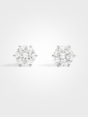 Round Stud Earrings - White Gold - 5 ct