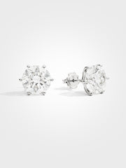 Round Stud Earrings - White Gold - 5 ct
