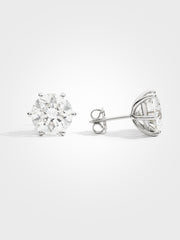 Round Stud Earrings - White Gold - 5 ct