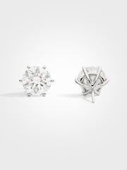 Round Stud Earrings - White Gold - 5 ct