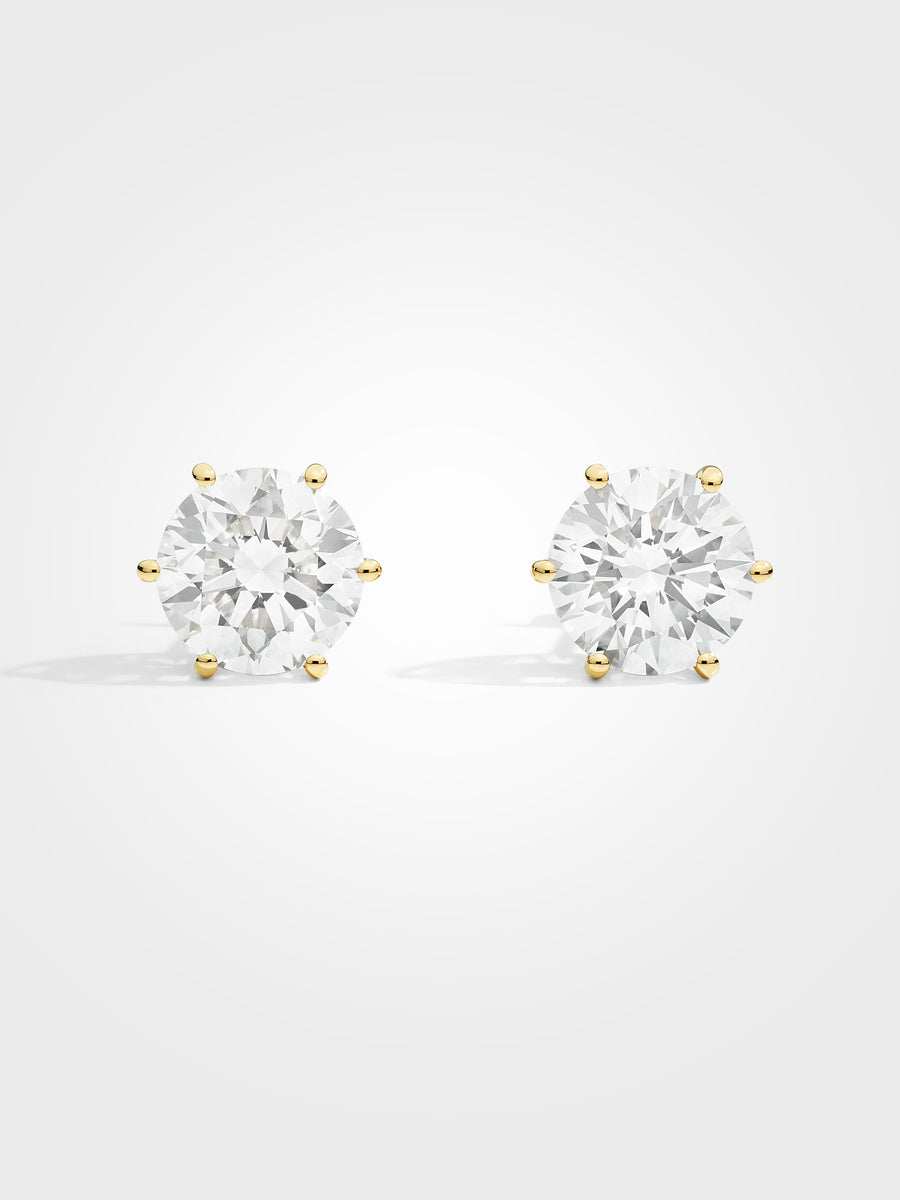Round Stud Earrings - Yellow Gold - 5 ct