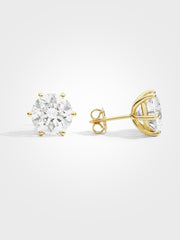 Round Stud Earrings - Yellow Gold - 5 ct
