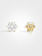 Round Stud Earrings - Yellow Gold - 5 ct