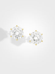 Round Stud Earrings - Yellow Gold - 5 ct