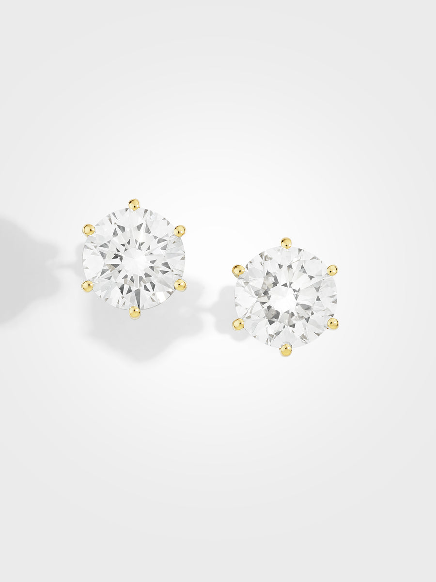 Round Stud Earrings - Yellow Gold - 5 ct