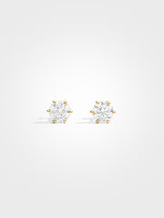 Round Stud Earrings - Yellow Gold - 1 ct