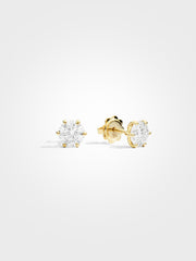 Round Stud Earrings - Yellow Gold - 1 ct