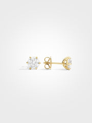 Round Stud Earrings - Yellow Gold - 1 ct