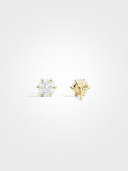 Round Stud Earrings - Yellow Gold - 1 ct