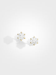 Round Stud Earrings - Yellow Gold - 1 ct