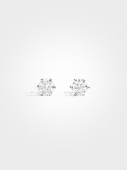Round Stud Earrings - White Gold - 1 ct