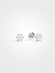 Round Stud Earrings - White Gold - 1 ct