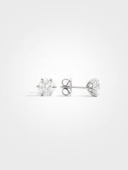 Round Stud Earrings - White Gold - 1 ct