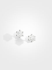 Round Stud Earrings - White Gold - 1 ct