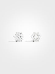 Round Stud Earrings - White Gold - 2 ct