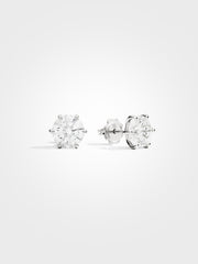 Round Stud Earrings - White Gold - 2 ct